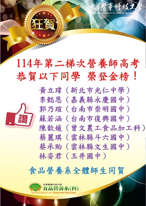 第二梯次營養師榜單圖片
